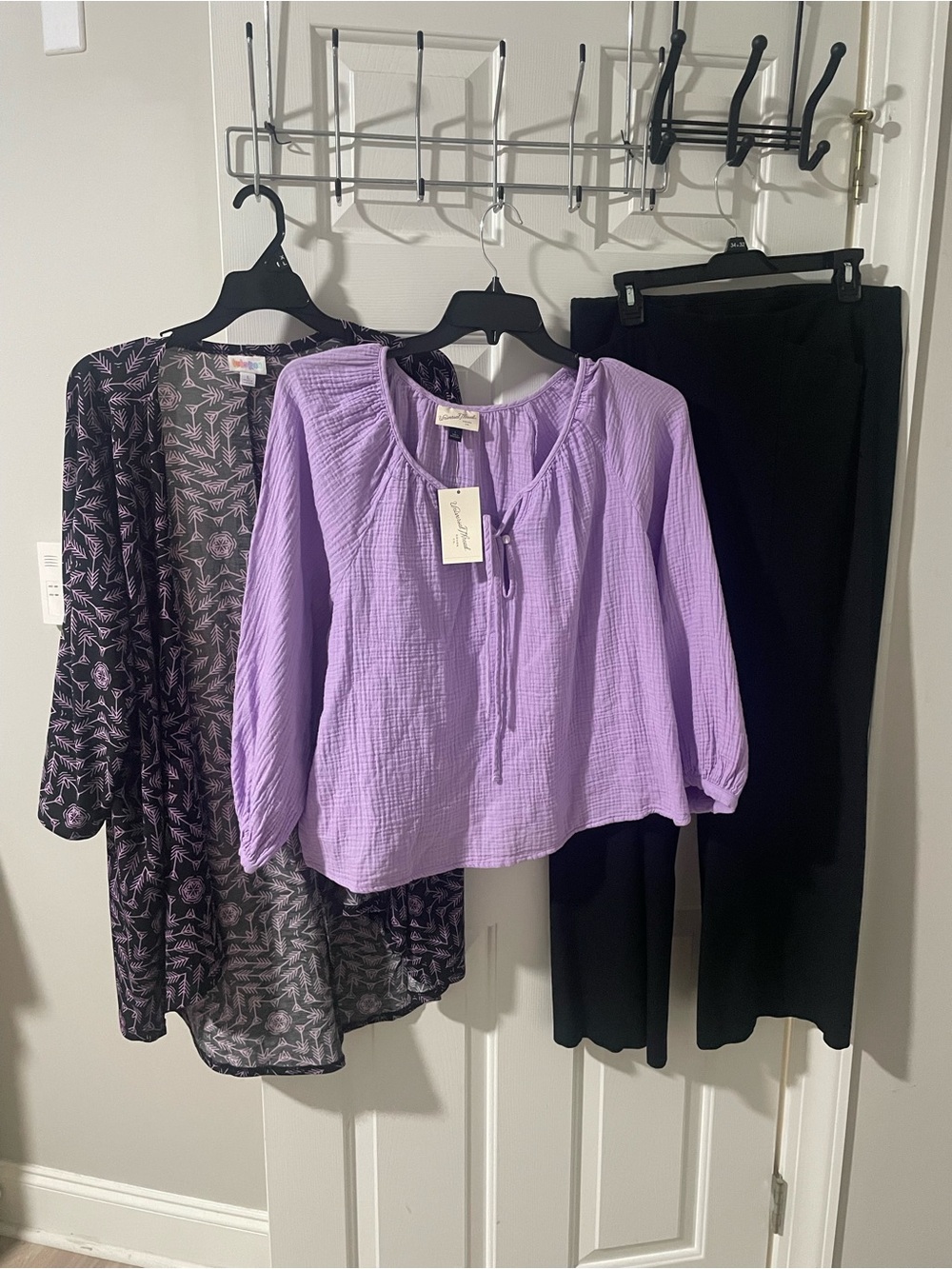 Lavender Peasant Blouse Lularoe stretchy kimono large pixie wide pants old navy